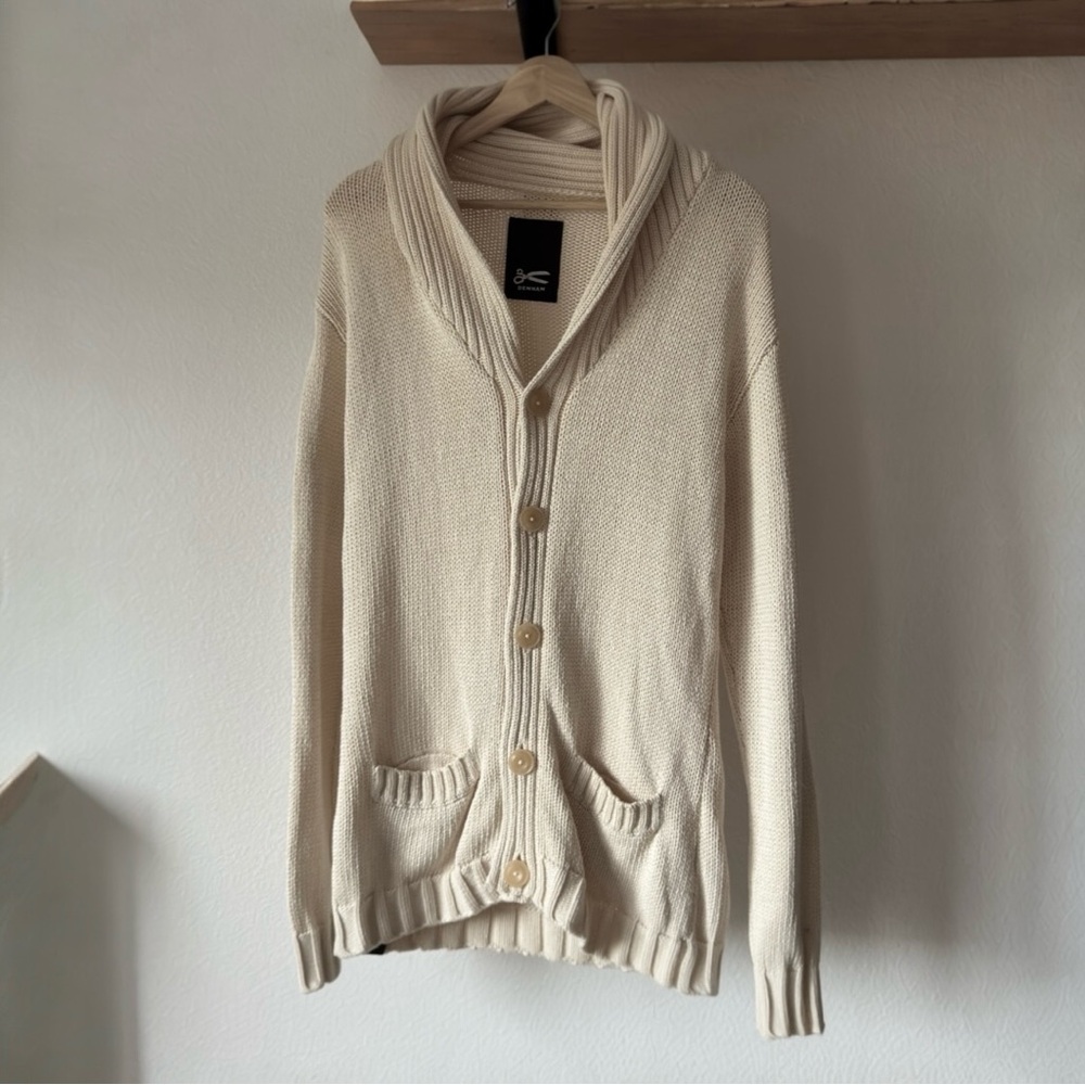 Denham Men’s Cotton Knit Cardigan with Shawl Collar (S)